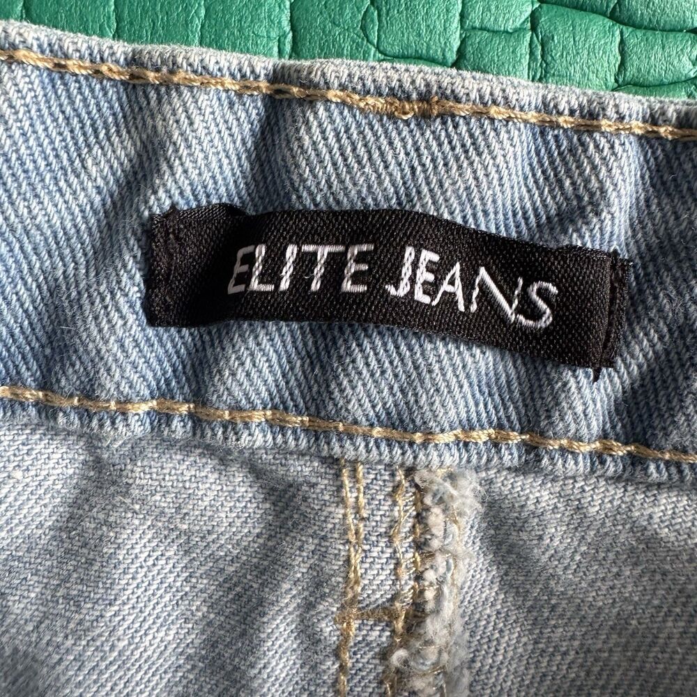 Y2K Elite Jeans Distressed Denim Jeans Raw Hem Pants Light Blue Wash Womens Sz 9 - Picture 8 of 16